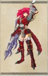  1girl alternate_costume armor highres monster_hunter onozuka_komachi rathalos_(armor) red_eyes redhead shirasaki_(19295604) short_hair solo sword touhou weapon 