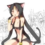  5girls animal_ears bracelet breasts espeon facial_mark fang forehead_mark glaceon jewelry leafeon long_hair multiple_girls open_mouth paw_pose personification pokemon red_eyes rough solo_focus sylveon takeshima_(nia) umbreon very_long_hair 
