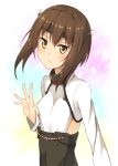  1girl blush brown_eyes brown_hair headgear highres kantai_collection kinta_(distortion) looking_at_viewer personification short_hair solo taihou_(kantai_collection) 