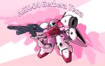  beam_machinegun character_name chibi energy_gun gerbera_tetra glowing glowing_eye gun gundam gundam_build_fighters mecha no_humans silhouette solo weapon yone 