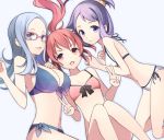  3girls atago_hiroe atago_kinue bikini itsumi_(itumiyuo) multiple_girls saki simple_background suehara_kyouko swimsuit 