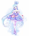  1girl alternate_form arichel ballerina bare_shoulders blue_eyes blue_hair blue_skirt blush brooch choker crossed_legs cure_princess dress hair_bun happinesscharge_precure! jewelry long_hair magical_girl precure sherbet_ballet shirayuki_hime shoes skirt smile solo strapless_dress tiara twintails white_background wrist_cuffs 