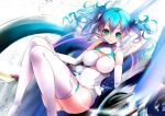  1girl aqua_hair elbow_gloves gloves green_eyes hatsune_miku smile solo sora_to_umi thigh-highs twintails vocaloid 