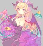  1girl black_dress blonde_hair choker dress horns lilith_(p&amp;d) long_hair looking_at_viewer lowres pf pointy_ears puzzle_&amp;_dragons smile snake solo yellow_eyes 
