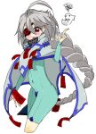  1girl ahoge blazblue bodysuit cape doll eyepatch nu-13 ragna_the_bloodedge red_eyes silver_hair 