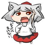  animal_ears blush_stickers inubashiri_momiji inunoko. lowres pointing pointing_up red_eyes silver_hair tail touhou wolf_ears wolf_tail 