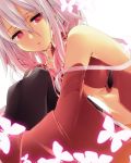  1girl bare_shoulders blush breasts butterfly center_opening cleavage detached_sleeves guilty_crown hair_ornament long_hair looking_at_viewer navel open_mouth pink_hair red_eyes solo twintails xayux yuzuriha_inori 