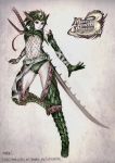  absurdres highres katana long_sword monster_hunter nargacuga_(armor) nargacuga_subspecies sword weapon 