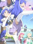  aino_megumi akinbo_(hyouka_fuyou) blue_eyes blue_hair blue_skirt cure_fortune cure_lovely cure_princess gurasan_(happinesscharge_precure!) hair_ornament happinesscharge_precure! hikawa_iona long_hair macadamia_hula_dance magical_girl montage pink_eyes pink_hair ponytail precure shirayuki_hime skirt smile thigh-highs twintails wrist_cuffs 