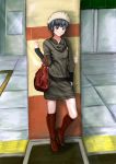  alternate_hair_length alternate_hairstyle amagami ayatsuji_tsukasa bag boots casual hat highres short_hair topper180 