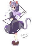  1girl animal_ears artist_name capelet dated dowsing_rod grey_hair highres jewelry miton15 mouse_ears mouse_tail nazrin pendant red_eyes short_hair solo tail touhou 