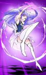  1girl cure_fortune earrings hair_ornament happinesscharge_precure! hikawa_iona jewelry long_hair magical_girl mittwoch ponytail precure purple_hair purple_skirt skirt solo violet_eyes white_legwear 