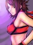  1girl ayame breasts brown_eyes brown_hair buuzen cosplay halter_top halterneck hinomoto_reiko rumble_roses solo tenchu 