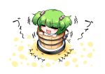  1girl b-q bucket closed_eyes driving green_hair hair_bobbles hair_ornament in_bucket in_container japanese_clothes kimono kisume open_mouth roomba smile solo touhou twintails yukata 