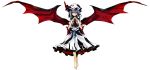  1girl bat_wings blue_hair bow eisuto hat hat_bow red_eyes remilia_scarlet solo touhou white_background wings 