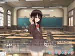  1girl black_hair classroom long_hair original red_eyes school_uniform shitou_(4h) solo student translation_request 