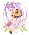  1girl :o antennae bucket flower frills insect_wings leaning_forward long_hair miyato000 payot purple_hair shoes skirt solo sophie_(tales) tales_of_(series) tales_of_graces twintails violet_eyes wings yellow_skirt 