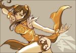  1girl black_hair bracelet breasts china_dress chinese_clothes fighting_stance jewelry ling_xiaoyu long_hair moogie namco shorts tekken twintails 
