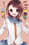  1girl brown_hair food highres ice_cream nisekoi onodera_kosaki school_uniform 