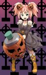  dress halloween jack-o'-lantern jack-o-lantern pink_hair poporon pumpkin short_twintails solo twintails 