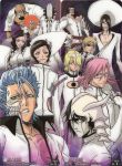  absurdres arrancar black_hair bleach blue_hair cirucci_thunderwitch espada evil_grin green_eyes grimmjow_jaggerjack highres kubo_tite name_characters nnoitra_jiruga official_art pink_hair scan sword szayel_aporro_grantz ulquiorra_schiffer yammy_riyalgo 