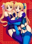  alicia_testarossa bad_id blonde_hair fate_testarossa garter_belt garter_straps genshi lingerie long_hair mahou_shoujo_lyrical_nanoha multiple_girls red_eyes siblings sisters thigh-highs thighhighs twintails underwear 