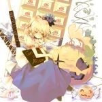  alice_margatroid alice_margatroid_(pc-98) blonde_hair book candy hairband halloween pumpkin saya_(sayaya) short_hair solo touhou touhou_(pc-98) 