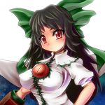  blush bow hair_bow long_hair red_eyes reiuji_utsuho solo touhou umigarasu_(artist) umigarasu_(kitsune1963) 