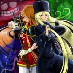  cape coat emeraldas fur_coat galaxy_express_999 ginga_tetsudou_999 hat long_hair maetel overcoat pirate purple_eyes queen_emeraldas red_hair redhead scar secretive sheath skull skull_and_crossbones sword unsheathing very_long_hair violet_eyes weapon 