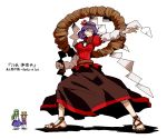 detached_sleeves eyes frog green_hair hair_ornament hat kochiya_sanae long_hair long_skirt moriya_suwako oso oso_(toolate) purple_hair red_eyes rope sandals short_hair skirt snake thigh-highs thighhighs touhou yasaka_kanako