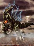  bio_spino electricity glowing glowing_eyes lightning mecha mercy_rabbit rain watermark zoids zoids_generations 