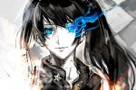  black_rock_shooter black_rock_shooter_(character) blue_eyes close-up face glowing glowing_eyes long_hair nagimiso pale_skin portrait smile solo twintails 