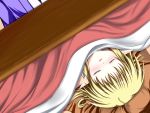  blonde_hair blush closed_eyes eyes_closed hoshizuki_(seigetsu) kotatsu mizuhashi_parsee pointy_ears seigetu short_hair sleeping solo table touhou 