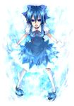 bad_id blue_eyes blue_hair bow cirno highres open_mouth solo tears touhou you_zasshoku 