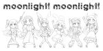  everyone ex-keine ex_keine fujiwara_no_mokou houraisan_kaguya inaba_tewi kamishirasawa_keine monochrome multiple_girls rabbit_ears reisen_udongein_inaba rsk touhou yagokoro_eirin 