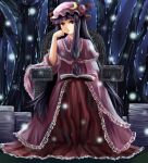  book bow chin_rest hair_bow hat long_hair patchouli_knowledge purple_hair red_eyes sitting solo touhou very_long_hair vetina 