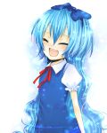  alternate_hairstyle blue_hair bow cirno closed_eyes long_hair open_mouth solo touhou very_long_hair you_zasshoku 