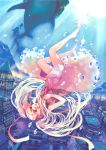  bubble city dress kochimo pink_hair solo twintails underwater whale 