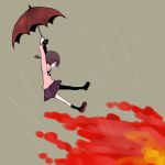  fire highres madotsuki rain recto solo umbrella umbrella_riding yume_nikki 