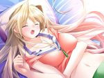  artist_request bed blonde_hair breasts character_request cry large_breasts tears 
