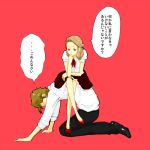   artist_request baccano! bow brown_hair crossed_legs dominatrix eve_genoard closed_eyes femdom girl_on_top hair_ribbon high_heels kneeling luck_gandor ribbon shoes sitting_on skirt source_request  