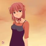 elfen_lied horns lucy pink_hair red_eyes ribbon short_hair simple_background solo yayoi_(pipi) 