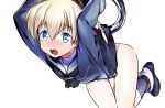  1girl a_k_o blonde_hair blue_eyes bottomless hook kantai_collection open_mouth personification short_hair solo tears torn_clothes z1_leberecht_maass_(kantai_collection) 