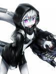  1girl bag glowing glowing_eyes highres hood jacket kantai_collection looking_at_viewer open_mouth re-class_battleship shinkaisei-kan short_hair silver_hair smile tail violet_eyes 