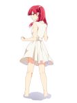  1girl armlet dress hachimikks_(artist) highres looking_at_viewer looking_back magi_the_labyrinth_of_magic morgiana pout red_eyes redhead short_hair side_ponytail solo 