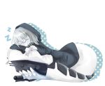  1girl closed_eyes highres hoodie kantai_collection lying monster pale_skin pasu personification re-class_battleship short_hair silver_hair sleeping smile solo turret zzz 