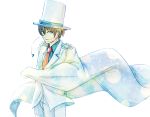  blue_eyes cape kaitou_kid meitantei_conan monocle necktie short_hair smile white_background 