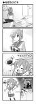  bell_(oppore_coppore) chocolate comic failure_penguin folded_ponytail highres inazuma_(kantai_collection) kantai_collection monochrome musical_note personification school_uniform translation_request valentine 