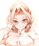  1girl bespectacled breasts bust glasses hat nurse_cap smile solo touhou yagokoro_eirin yanmarson 