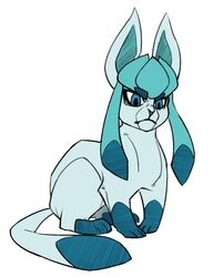  azzly blue_eyes eyebrows fusion glaceon kill_la_kill kiryuuin_satsuki no_humans pokemon pokemon_(creature) solo thick_eyebrows 